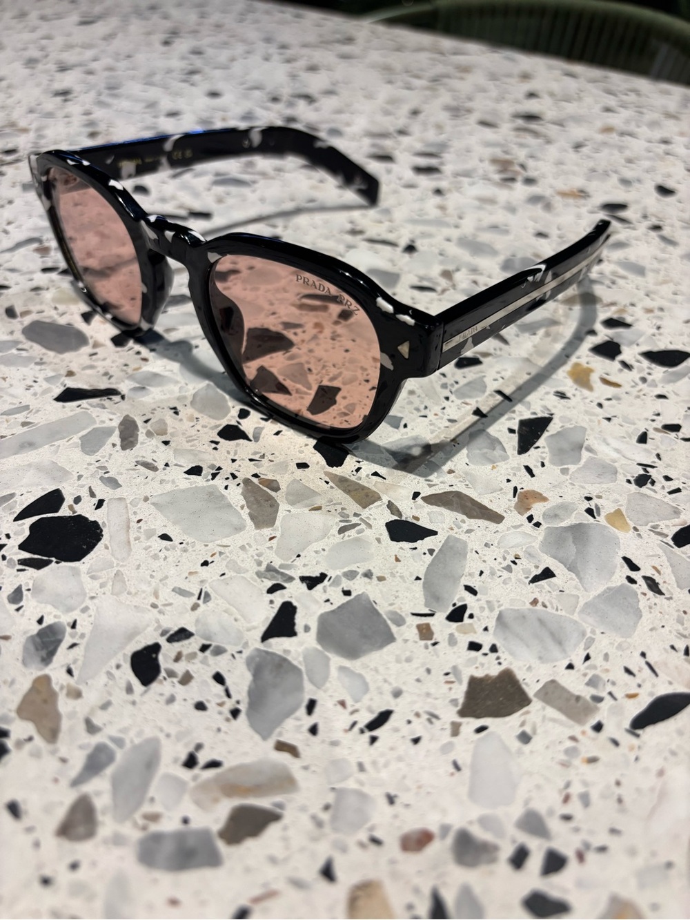 Prada Black & White Pattern Sunglasses with Pink Lenses - Picture 4 of 5
